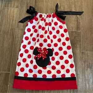 Disney Minnie Mouse Girl Dress Polka Dot Bow Shoulder Strap Cotton sz 5
